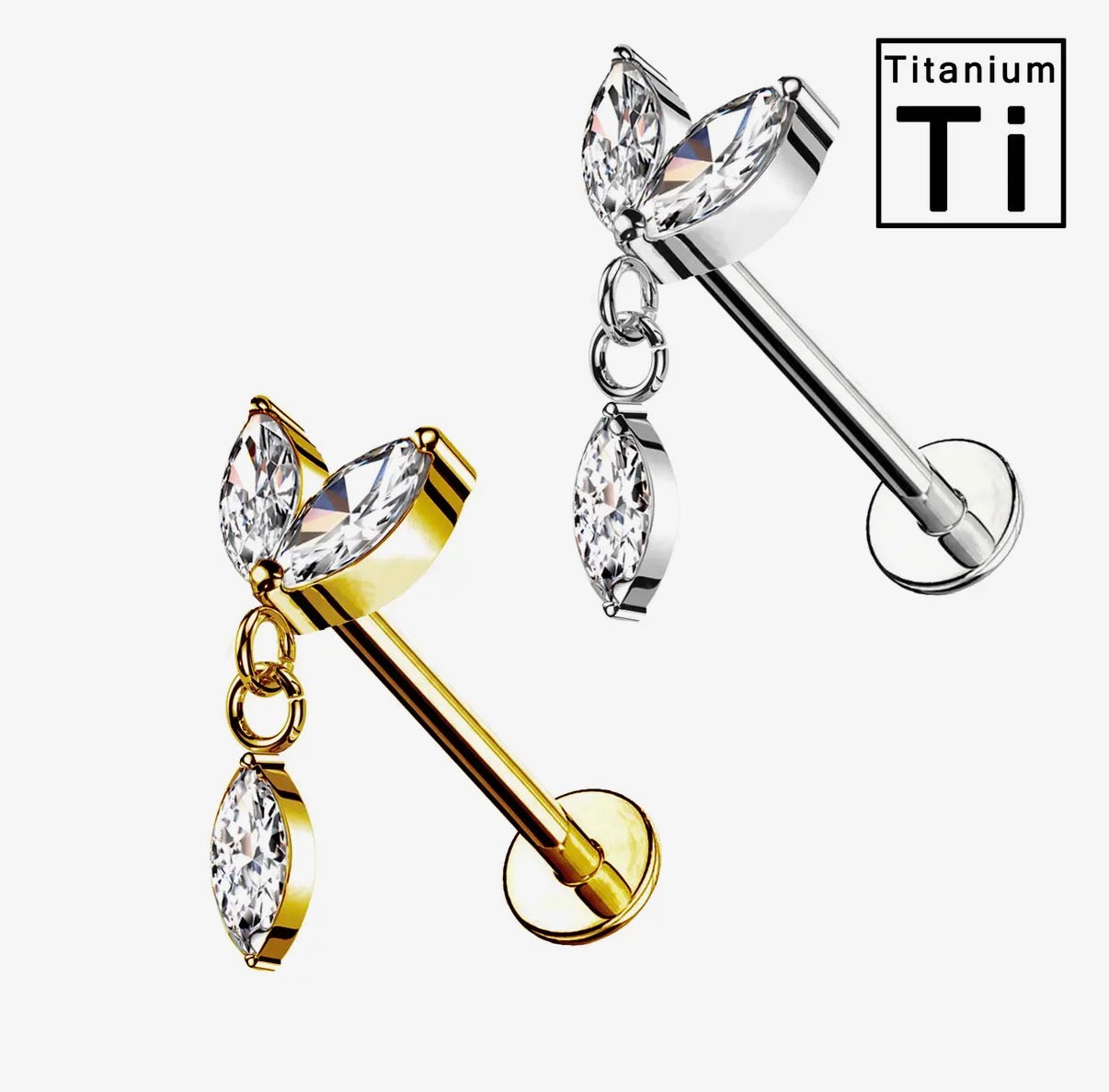 Piercing - Labret titanio - Hoja colgante