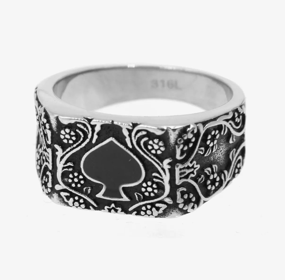 Anillo - As de picas y flores