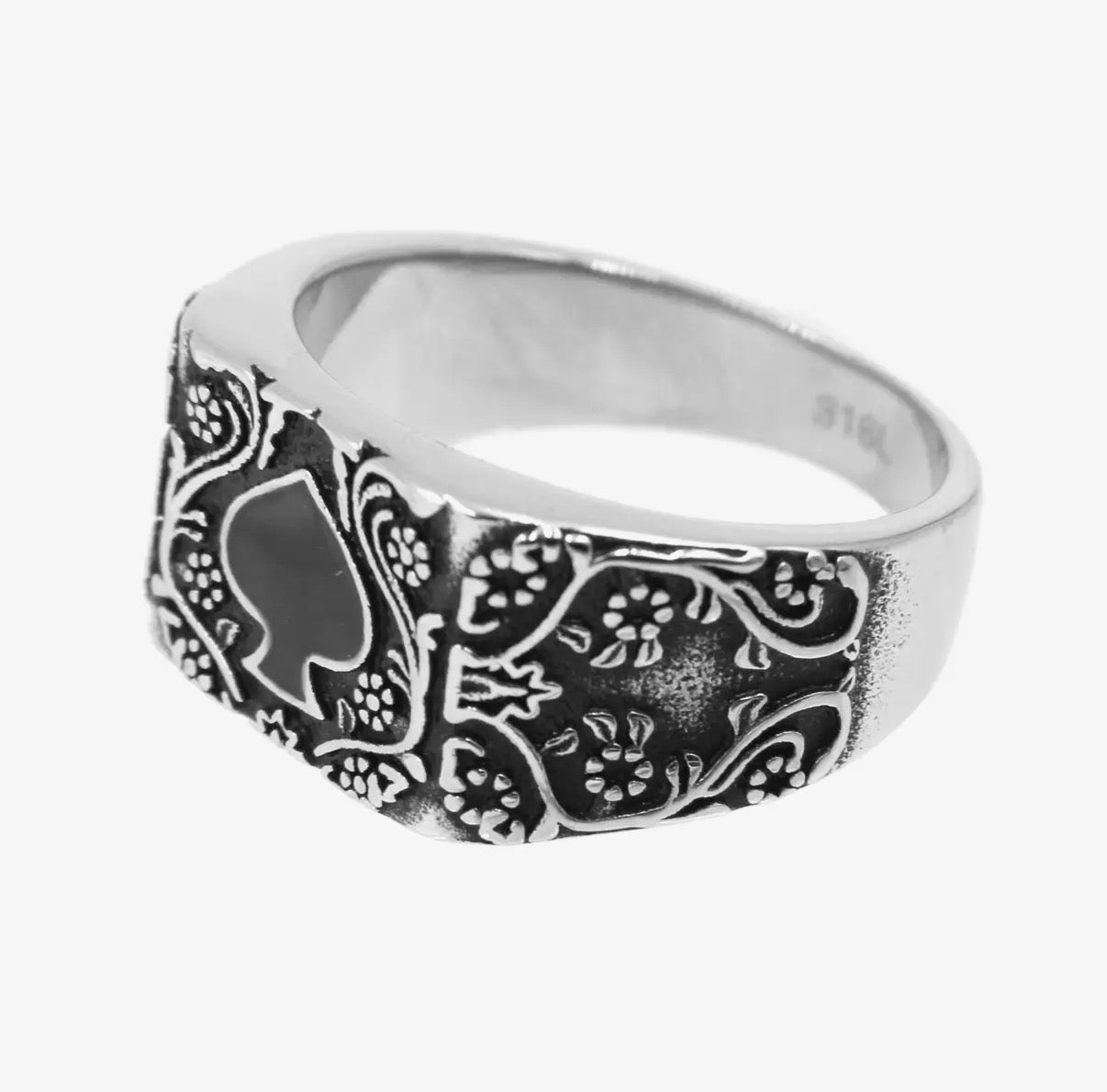 Anillo - As de picas y flores