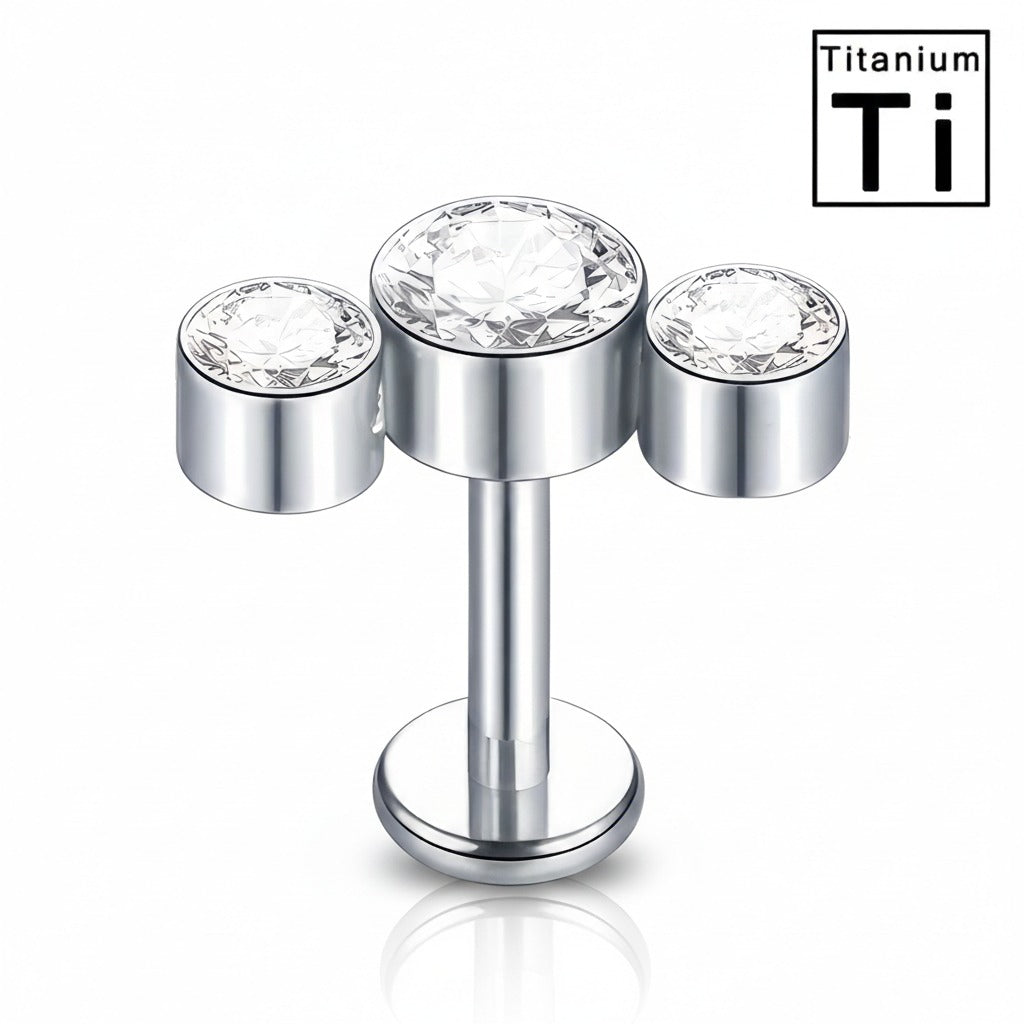 Piercing - Labret titanio - 3 joyas redondas