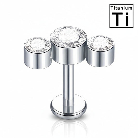 Piercing - Labret titanio - 3 joyas redondas