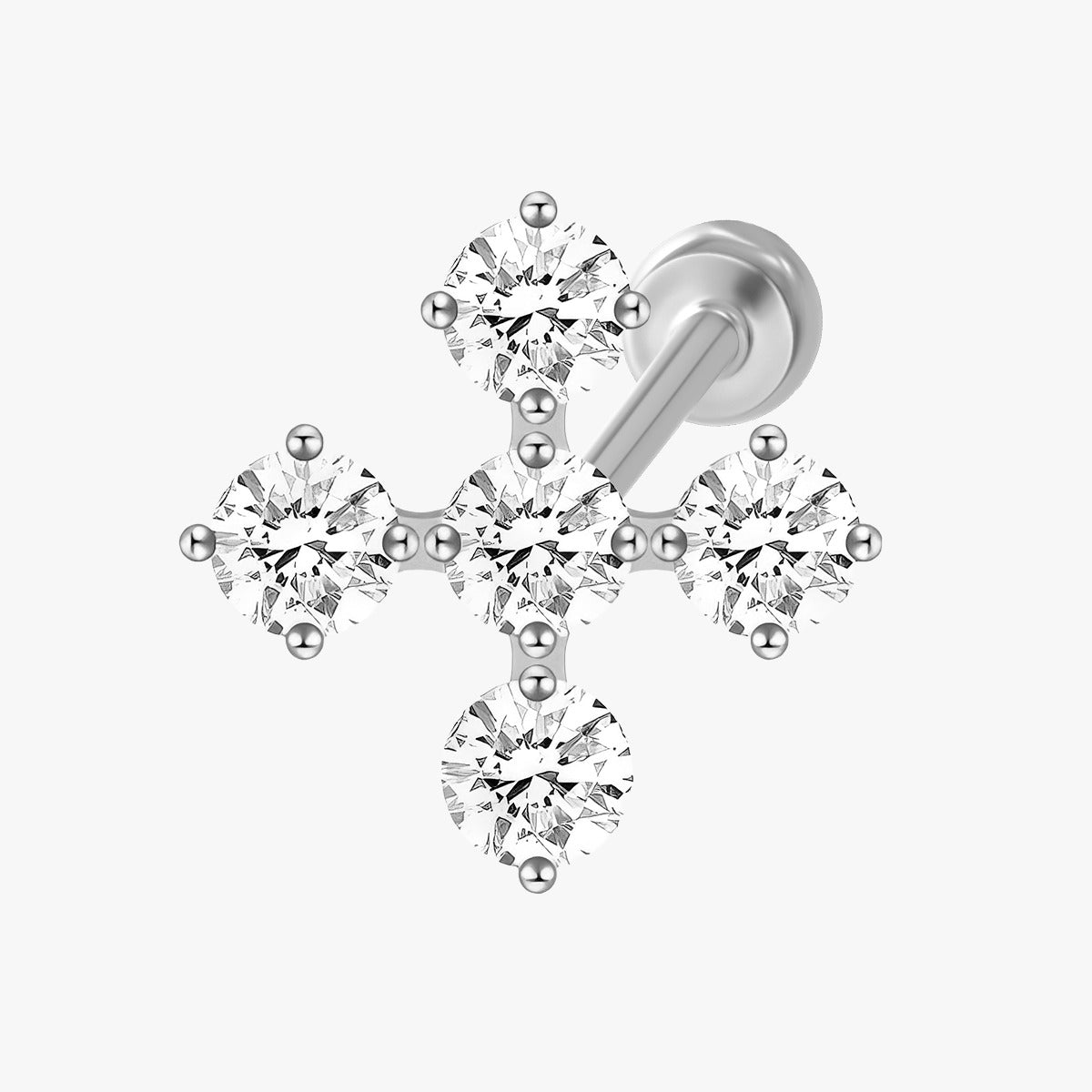 Piercing - Labret titanio - 4 joyas en cruz